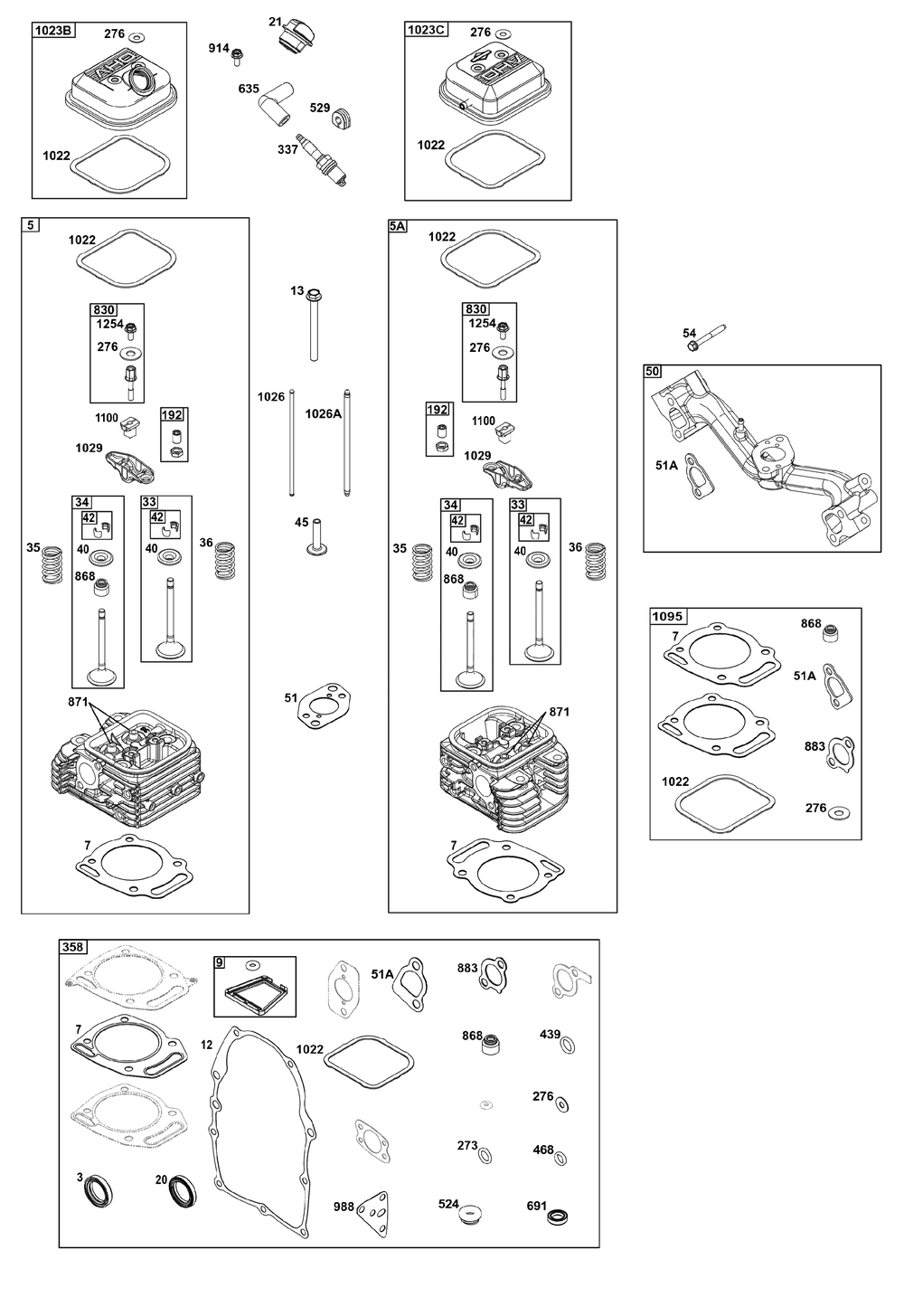 Cylinder Head Group Diagram and Parts List for 305440-0587-G1 200000 - 399999 Briggs and Stratton Engine